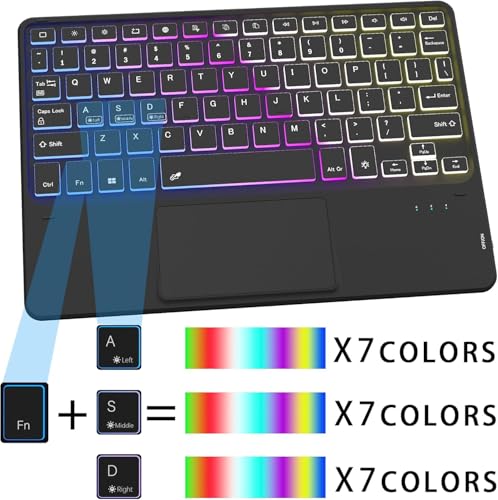 SNOODU for Samsung Galaxy Tab A11 Plus 2025/A9 Plus 2023 11" Keyboard Case: 3 Zone 7 Colors Backlit Trackpad Keyboard for 11-inch Samsung Tab A9+/A11+ 5G - Detachable Key Board Tablet Cover with Pen Holder - Image 2