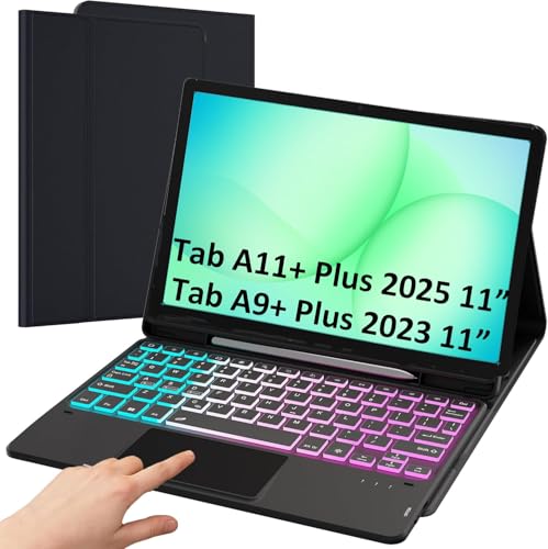SNOODU for Samsung Galaxy Tab A11 Plus 2025/A9 Plus 2023 11" Keyboard Case: 3 Zone 7 Colors Backlit Trackpad Keyboard for 11-inch Samsung Tab A9+/A11+ 5G - Detachable Key Board Tablet Cover with Pen Holder - Image 1