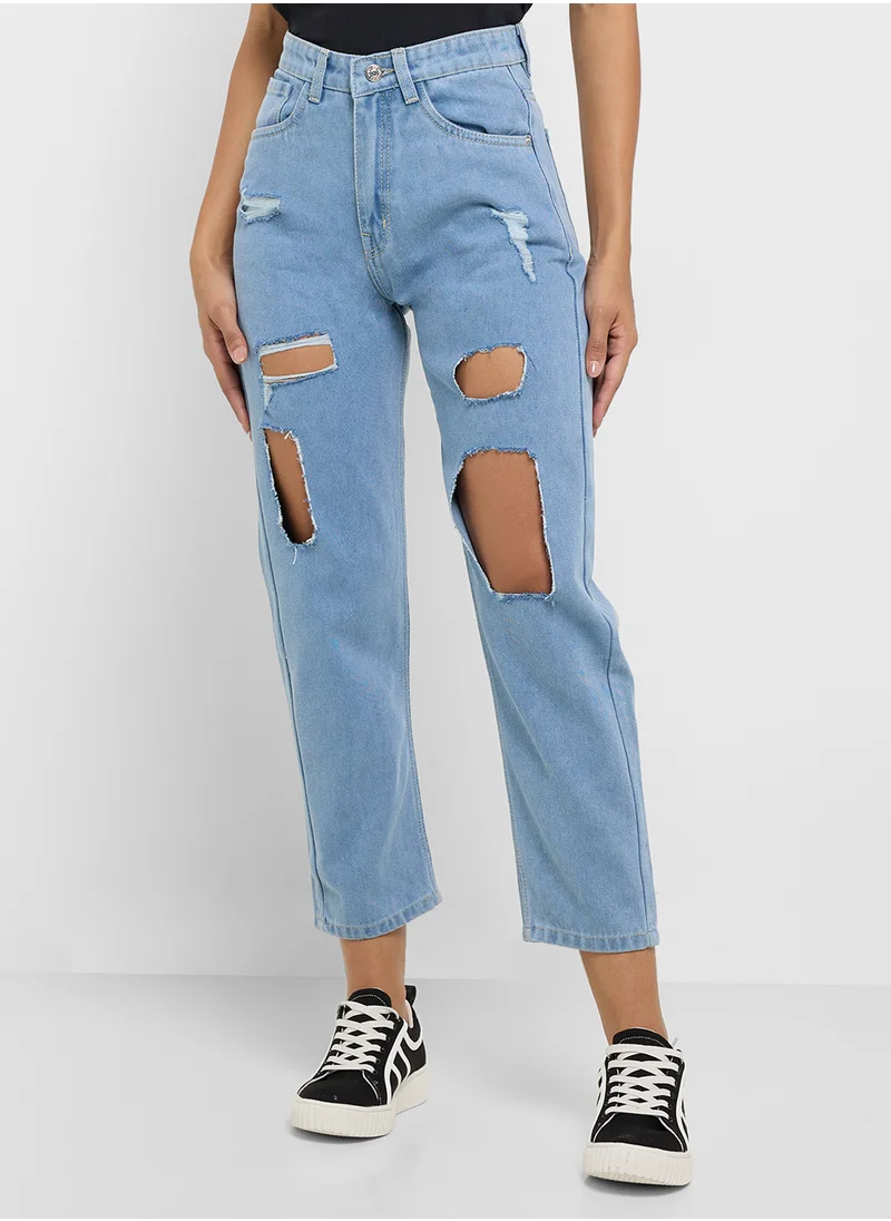 جينجر Ripped Boyfriend Jeans