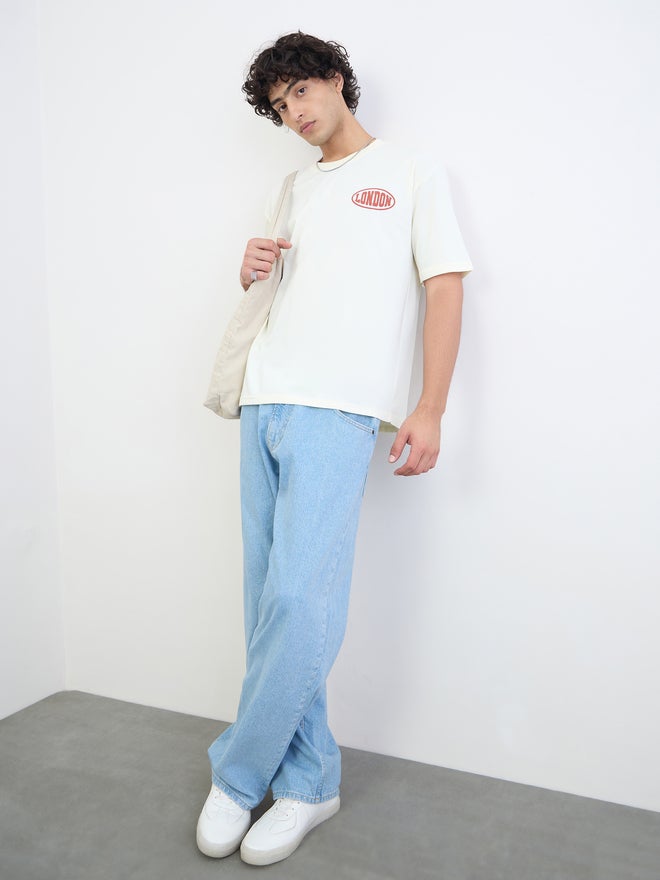 Styli Men Text Print Oversized Jersey T-Shirt - Image 2
