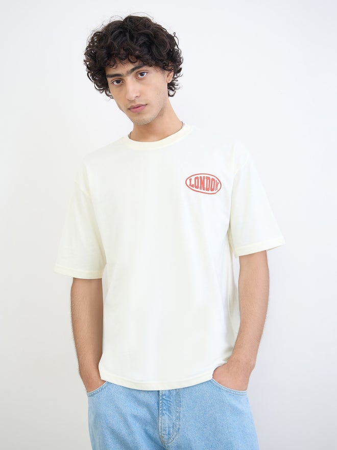 Styli Men Text Print Oversized Jersey T-Shirt - Image 3