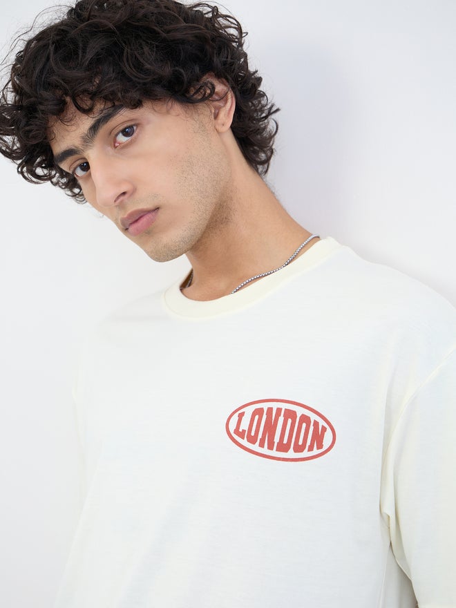 Styli Men Text Print Oversized Jersey T-Shirt - Image 4