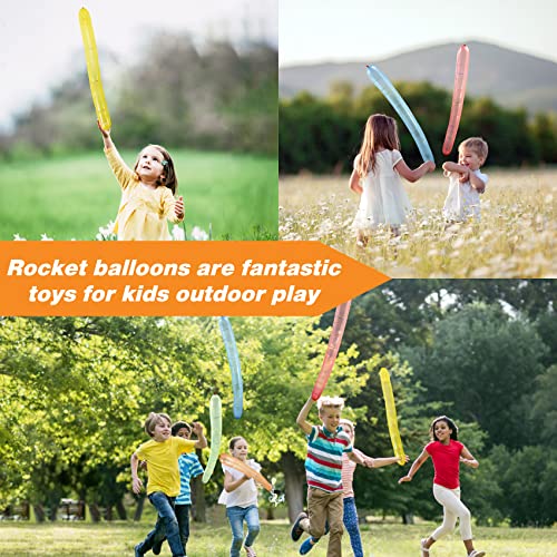 YHmall 100pcs Rocket Balloons with Two Air Pump Colorful Giant Rocket Balloons for Parties - Image 4