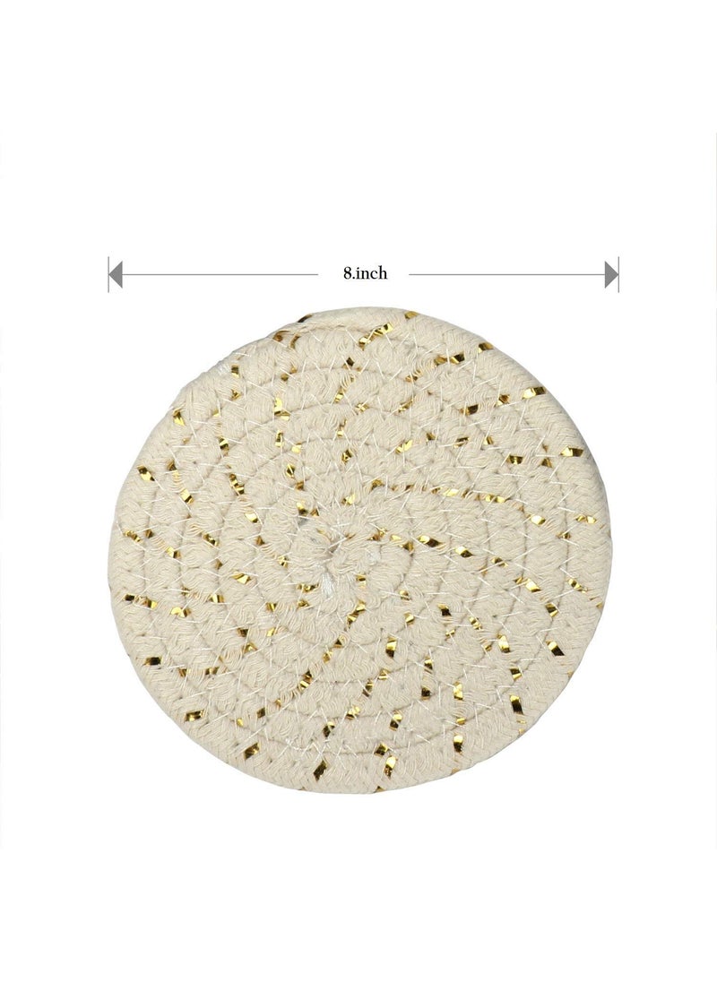 GRACIOUS MART Gracious Mart 100 Pure Cotton Thread Weave Hot Pot Holders Set Stylish Coasters Hot Pads Hot MatsSpoon Rest for Cooking and Baking by Diameter 8 Inches Trivets Set White Set of 3  - Image 2
