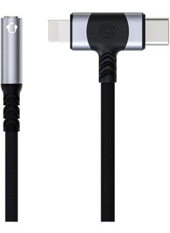 2 In 1 Headphone Adapter Lightning To 3.5 Mm Headphone Jack Adapter Compatible With Iphone Type C To 3.5Mm Female Headphone Jack Adapter Compatible With Samsung Galaxy