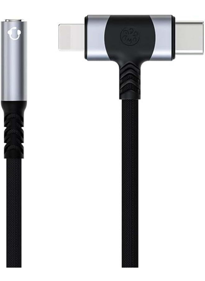 erorex - 2 In 1 Headphone Adapter Lightning To 3.5 Mm Headphone Jack Adapter Compatible With Iphone Type C To 3.5Mm Female Headphone Jack Adapter Compatible With Samsung Galaxy - Image 1