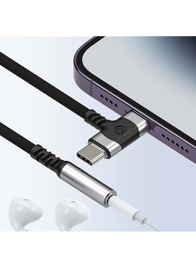erorex - 2 In 1 Headphone Adapter Lightning To 3.5 Mm Headphone Jack Adapter Compatible With Iphone Type C To 3.5Mm Female Headphone Jack Adapter Compatible With Samsung Galaxy - Image 1