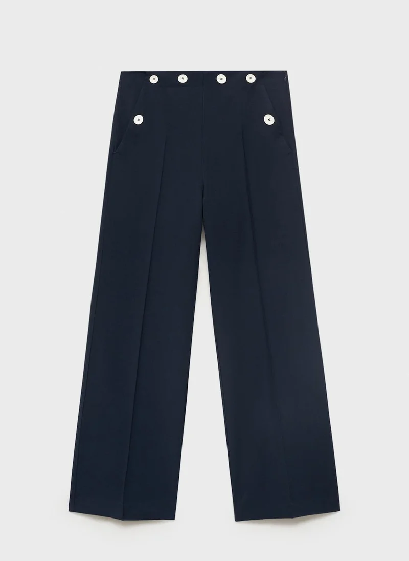 مانجو Straight With Contrasting Button Detail Pants