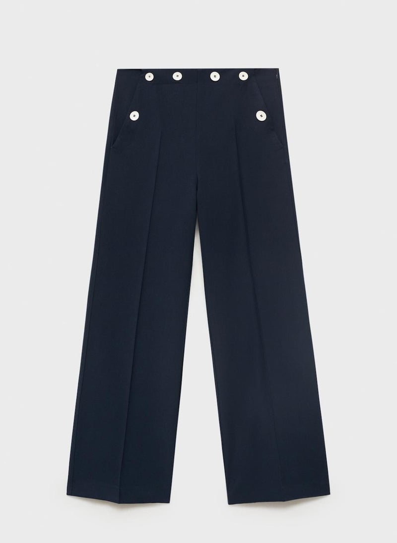 MANGO Straight With Contrasting Button Detail Pants  - Image 5