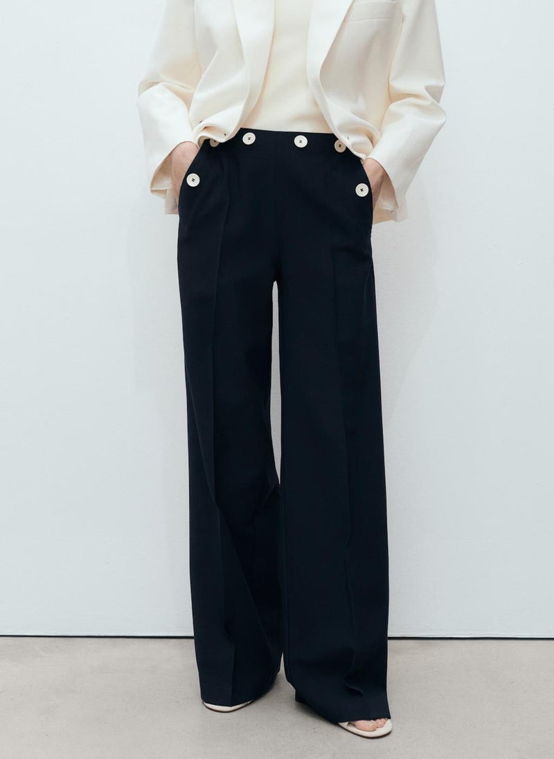 MANGO Straight With Contrasting Button Detail Pants  - Image 1