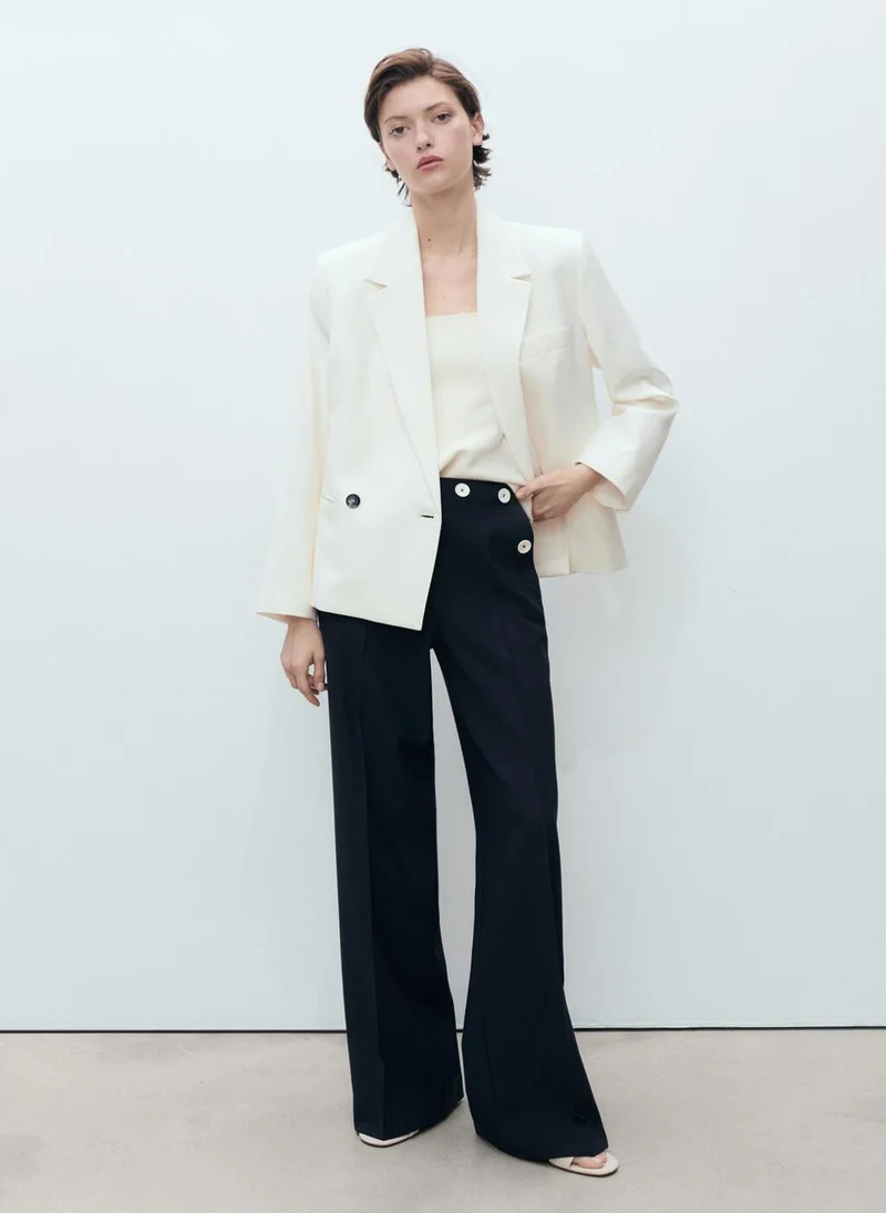 مانجو Straight With Contrasting Button Detail Pants