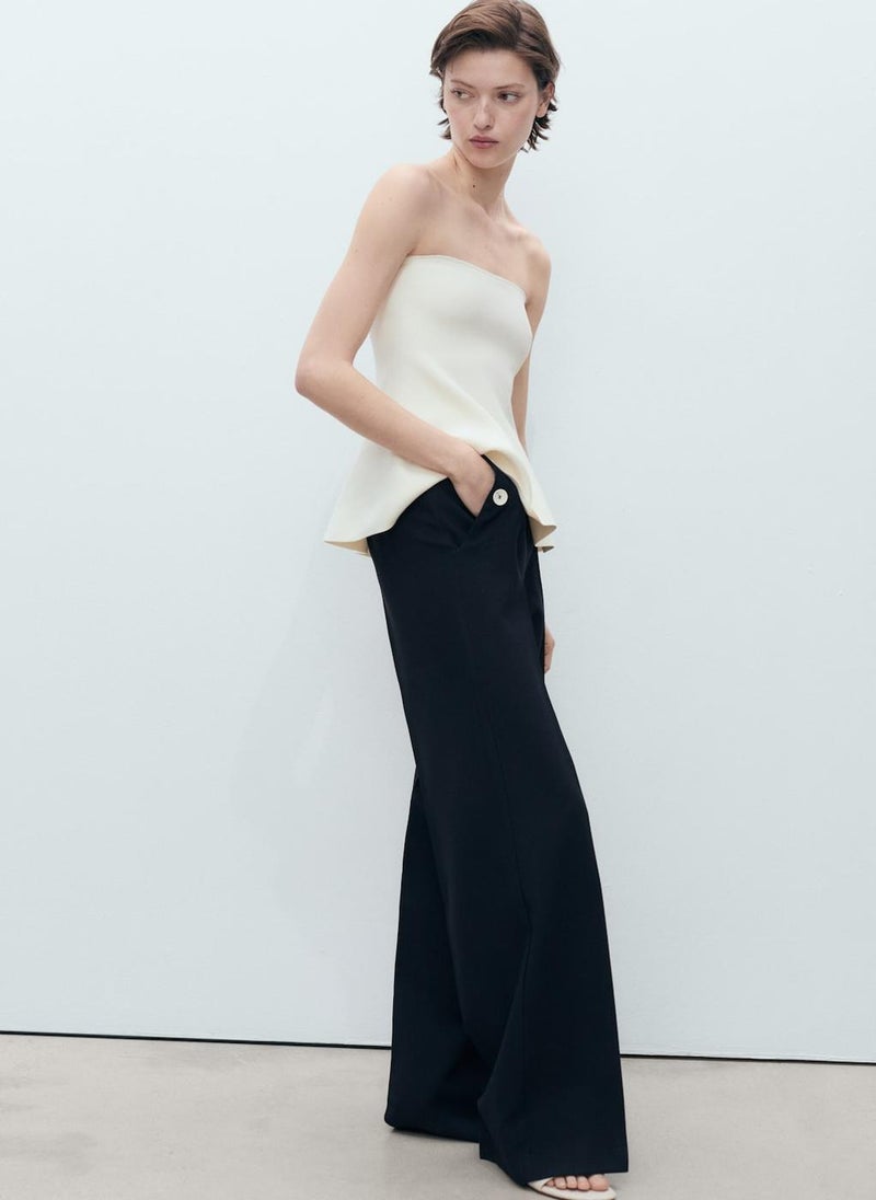 MANGO Straight With Contrasting Button Detail Pants  - Image 3
