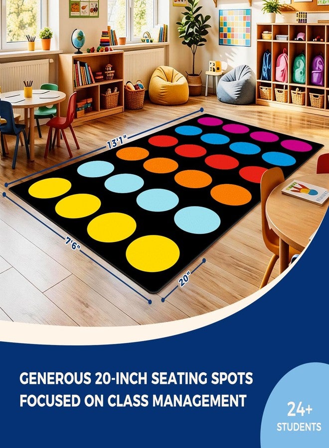 Booooom Jackson Classroom Rug 7'6"x13'1" – Large Black Carpet with Colorful Circle Seats for 24 Kids – Durable Nylon for Elementary School, Preschool, Daycare - Image 4