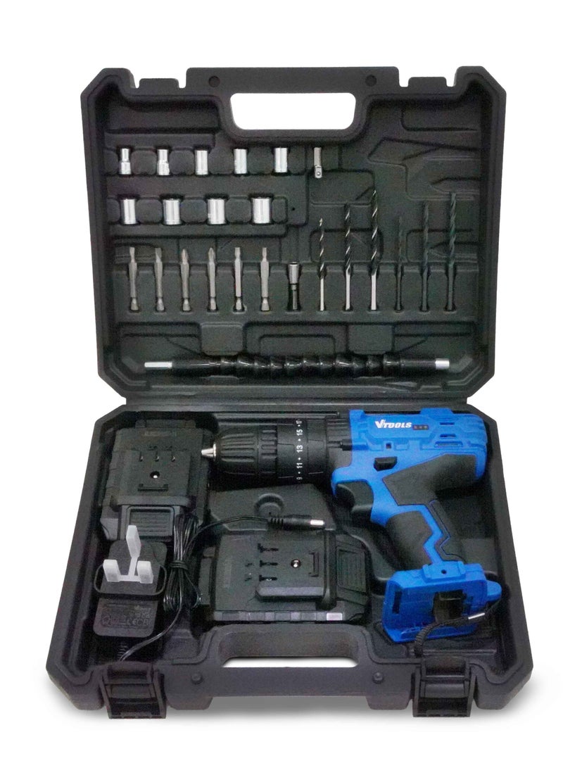 VTOOLS 20V Cordless Impact Drill Set with 29 Pcs Accessories Set - Image 3