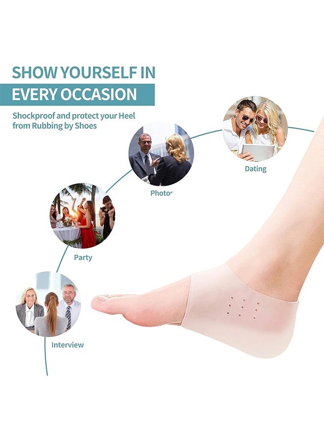 AL RAID 4 PCS Invisible Height Increase Insole, Soft Silicone Concealed Footbed Heel Cushion Lift Inserts with Breathable Half Heel Socks Protector, Suitable for Men Women - Image 4