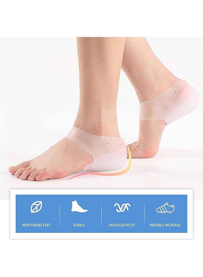 AL RAID 4 PCS Invisible Height Increase Insole, Soft Silicone Concealed Footbed Heel Cushion Lift Inserts with Breathable Half Heel Socks Protector, Suitable for Men Women - Image 3