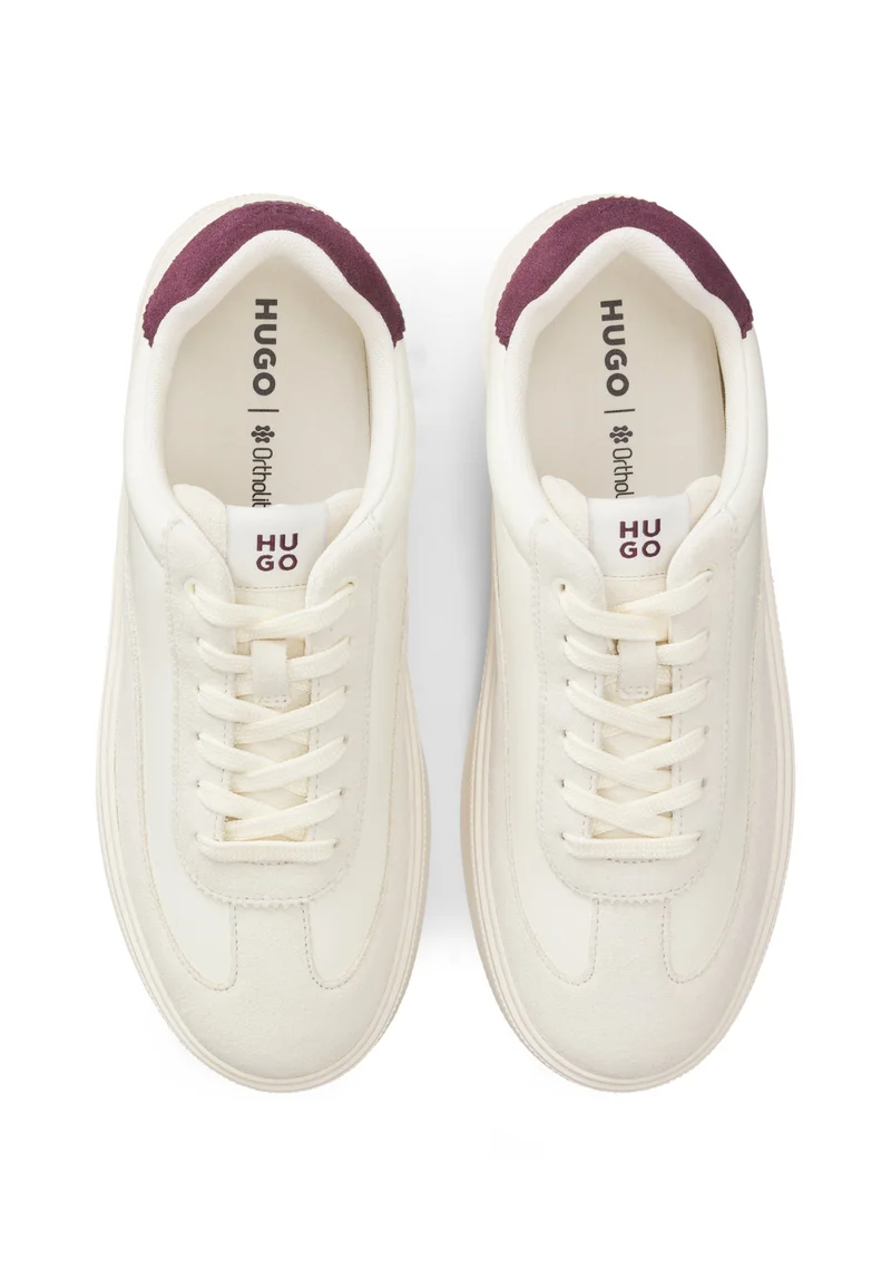 HUGO beige Low-top trainers with suede trims for Women | Best Price UAE