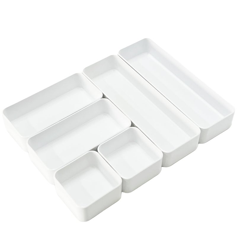 RAUVOLFIA Plastic Drawer Organizers Set, 3-Size Versatile Bathroom and Vanity Drawer Organizer Trays, Storage Bins for Makeup, Bedroom, Kitchen Gadgets Utensils and Office - Image 1