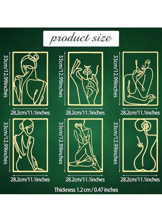 Solitaire SOLITAIRE 6 Pcs Metal Wall Decor Metal Abstract Woman Wall Art Modern Decor Aesthetic Hanging Art Large Single Line Wall Sculpture for Home Bedroom Living Room (Gold) - Image 5