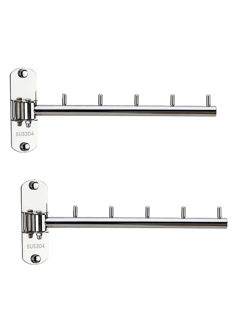 مارلا مول MarlaMall 2 قطعة حامل شماعات ملابس مثبت على الحائط، حامل شماعات ملابس قابل للطي مثبت على الحائط، حامل منظم للتخزين والتجفيف للحمام، غرفة النوم - Image 1