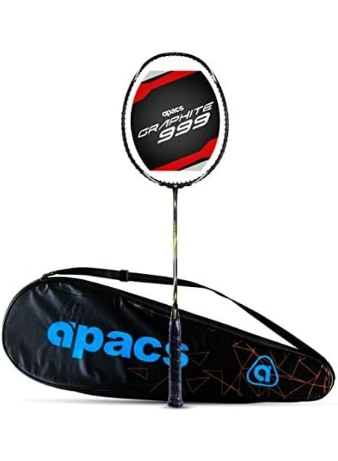 APACS Graphite 999 Unstrung Badminton Racket | Nano Tec Frame | 30 lbs Tension | Lightweight Unstrung Racket for Intermediate & Advanced Players | Black/Green - Image 1