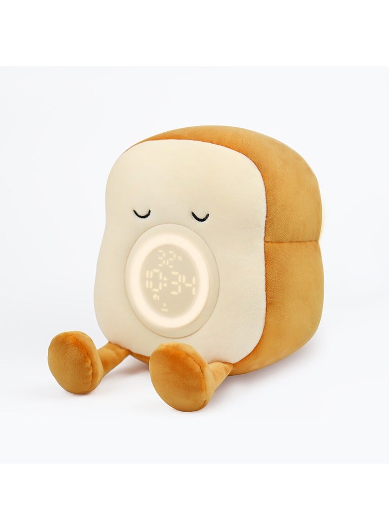 KUYING Simple Toast Plush Alarm Clock Cartoon Multifunctional Learning Alarm Clock 