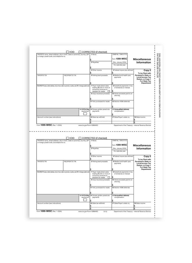 Blue Summit Supplies 1099 Misc Forms 2024, 5 Part Tax Forms Kit, 25 Vendor Kit Of Laser Forms Designed For Quickbooks And Accounting Software  - Image 5