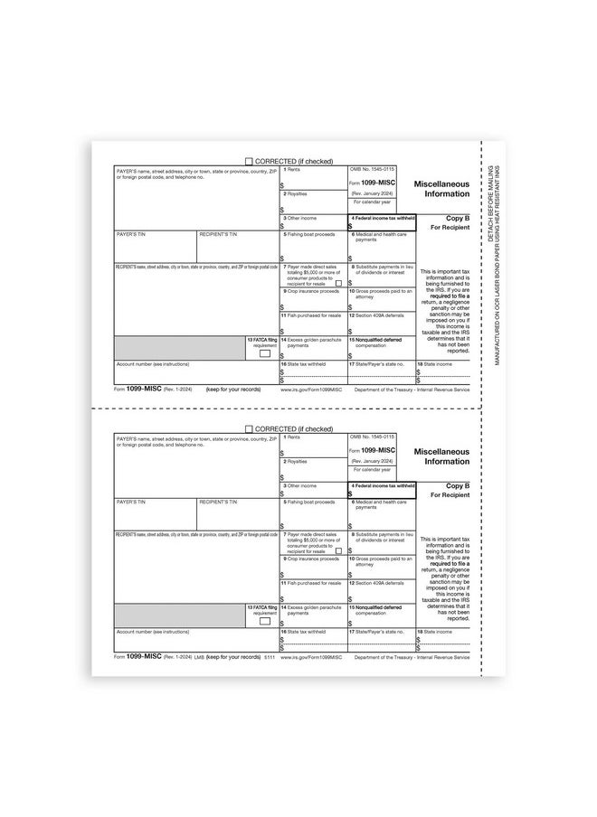 Blue Summit Supplies 1099 Misc Forms 2024, 5 Part Tax Forms Kit, 25 Vendor Kit Of Laser Forms Designed For Quickbooks And Accounting Software  - Image 4