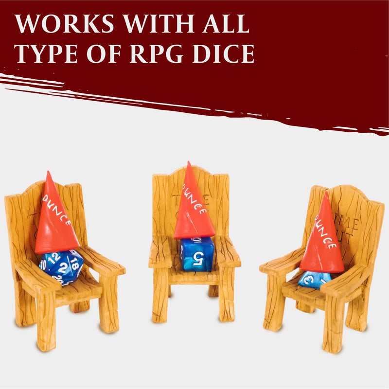 LYNX DND Dice Jail - Time Out Chair & Dunce Hat Punish Your Bad in Our of Shame Accessories/Gift for Dungeons and Dragons. Miniature Cap Works All D&D D20, D10, D8, D6, D4 - Image 3