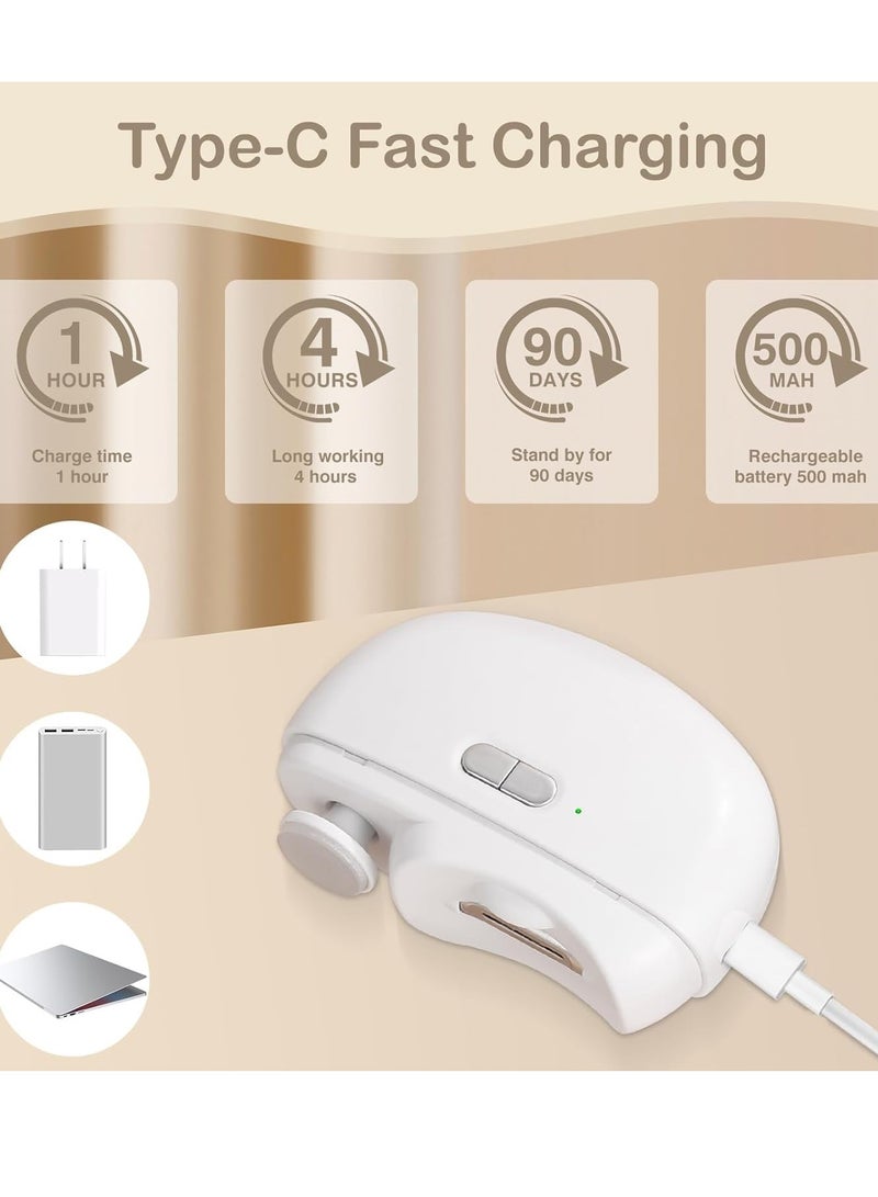 Electric Baby Nail Clippers,2-in-1  Electric Polishing Automatic Nail Clippers Pro with Light Trimmer Nail Cutter Manicure for Baby Elderly Care Tool,Elecctric Nail Trimmer With Lanyard-White  - Image 2