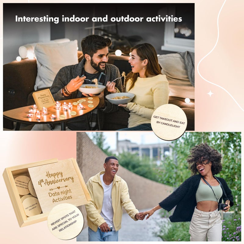 Stofinity 4 Year Anniversary Wood Gifts For Him Her - 4Th Anniversary Keepsake Gifts For Husband Wife Happy 4Th Wedding Gift Anniversary For Couple Four Years Of Married Date Ideas For Men - Image 4