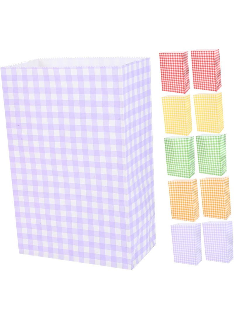 سونسر حقائب الحفلات ، 20 قطعة أكياس هدايا لحفلات الأطفال (150 × 80 × 230 مم) ، 5 ألوان كيس ورق كرافت مسطح القاع مناسب لحفل زفاف عيد الميلاد هالوين (منقوشة) - Image 1