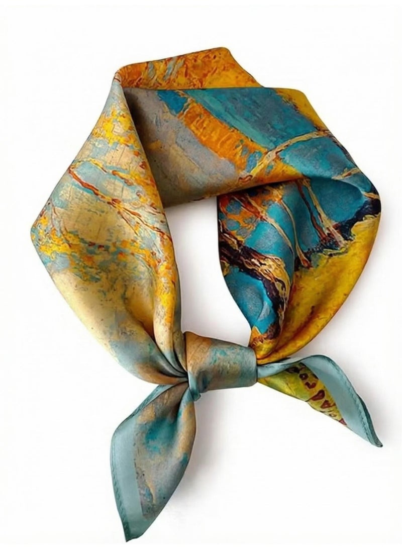 V.nice Silk Small Square Scarf – 53x53 cm Women's Bandana, Versatile Bag Handle Wrap - Image 1