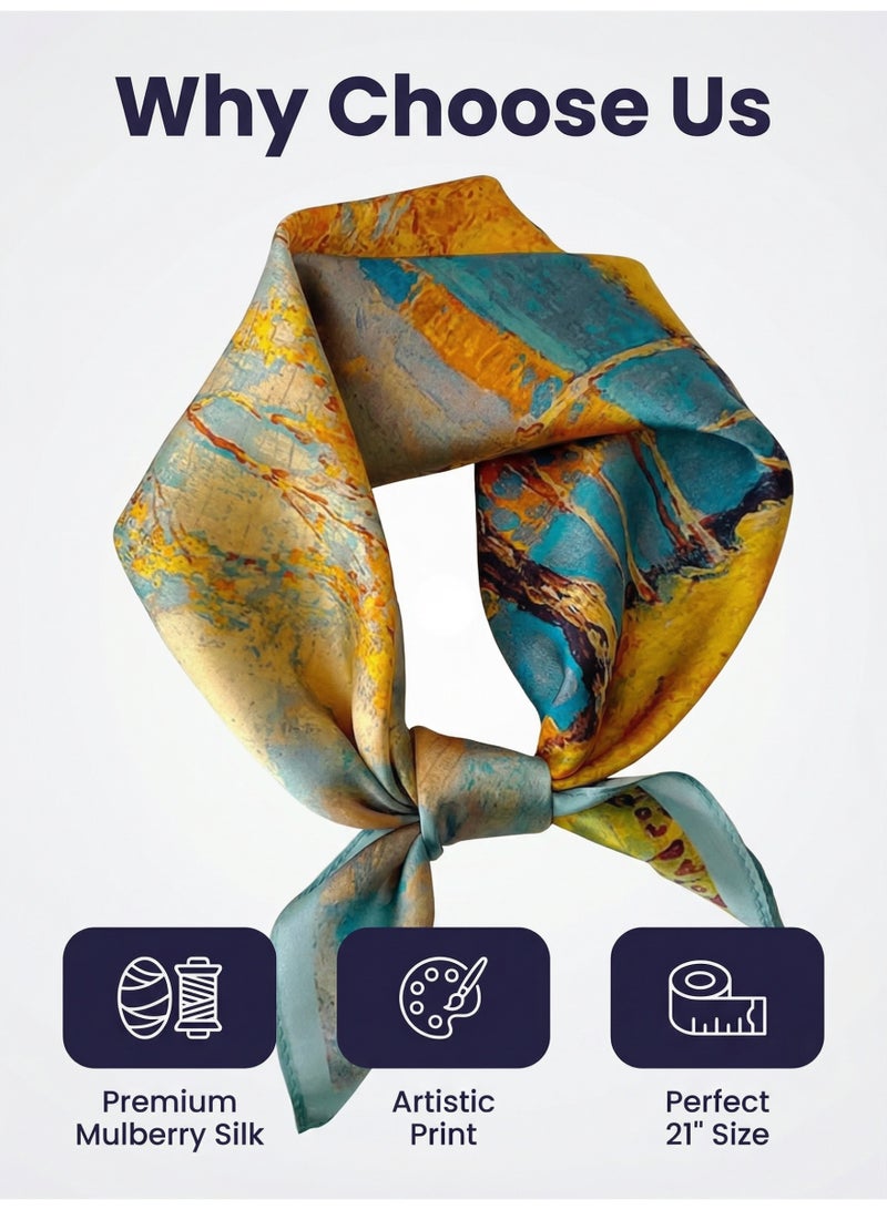 V.nice Silk Small Square Scarf – 53x53 cm Women's Bandana, Versatile Bag Handle Wrap - Image 4