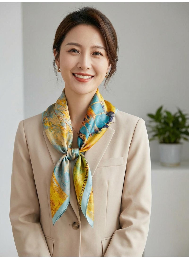 V.nice Silk Small Square Scarf – 53x53 cm Women's Bandana, Versatile Bag Handle Wrap - Image 2