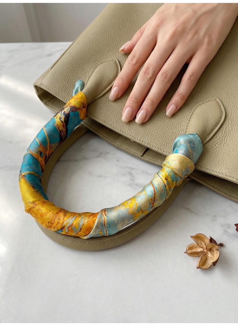 V.nice Silk Small Square Scarf – 53x53 cm Women's Bandana, Versatile Bag Handle Wrap - Image 3