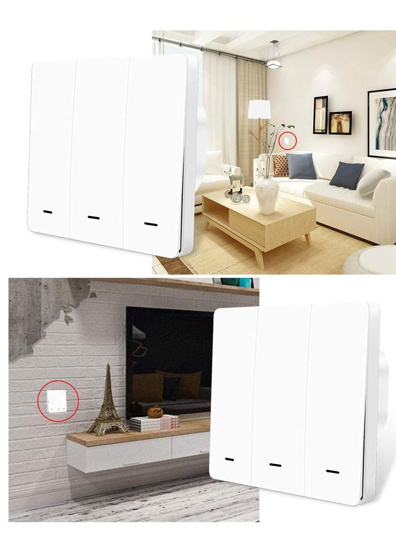 Aookay - Aookay WiFi Smart Wall Light Switch with Big Press Button, Compatible with Alexa and Google Home, IFTTT, APP Remote Control, Timing Function, Voice Control (Neutral Wire Needed, White, 3 Gang) - Image 1