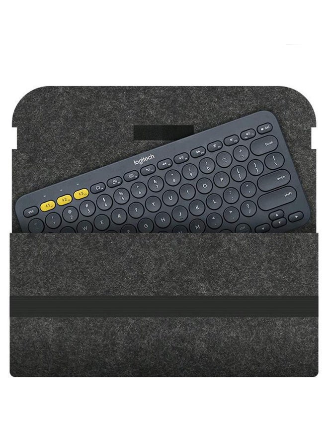 Protective Sleeve Pouch for Logitech K380 Bluetooth Multi-Device Wireless Keyboard - Felt Travel Bag Keyboard Cover (Black)  - Image 1