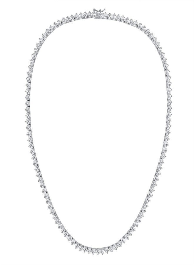 VOLUKA Fake Diamond Tennis Neccklace for Women Cubic Zirconia Chains 18K White Gold Plated CZ Iced Out Link Women Fashion Jewelry Gifts (3-prongs-white gold-24in-4mm) - Image 1
