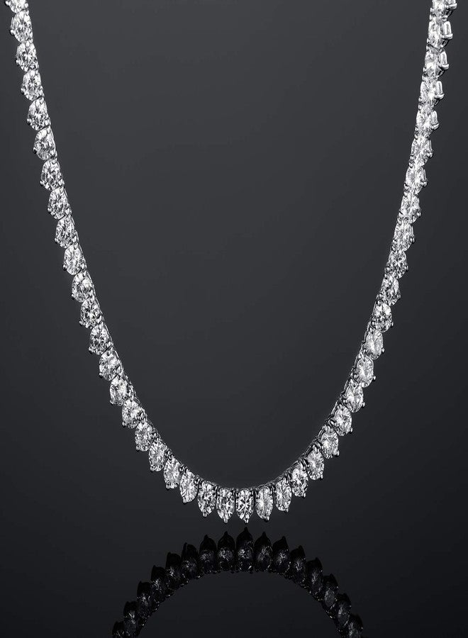 VOLUKA Fake Diamond Tennis Neccklace for Women Cubic Zirconia Chains 18K White Gold Plated CZ Iced Out Link Women Fashion Jewelry Gifts (3-prongs-white gold-24in-4mm) - Image 3