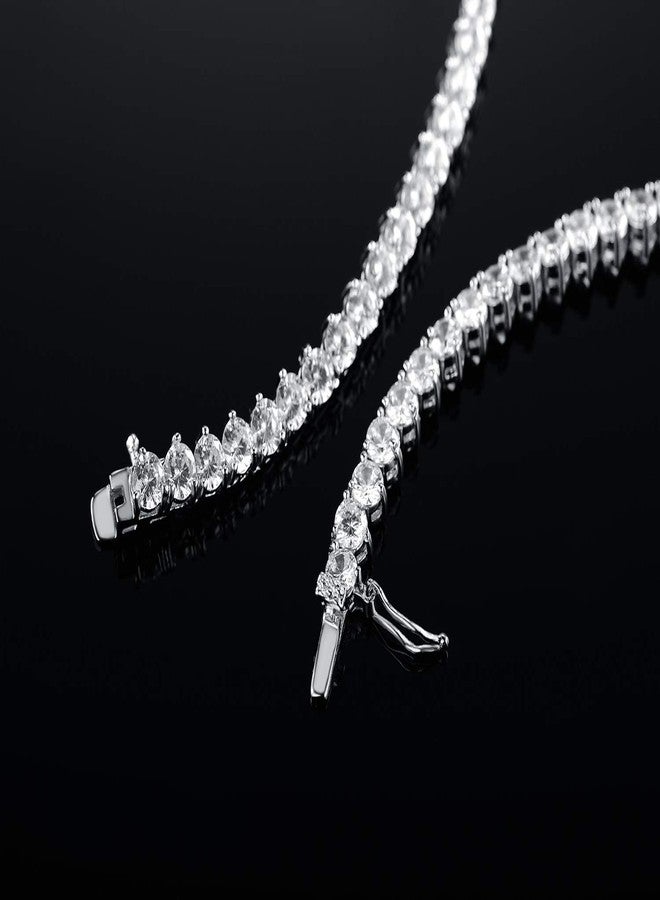 VOLUKA Fake Diamond Tennis Neccklace for Women Cubic Zirconia Chains 18K White Gold Plated CZ Iced Out Link Women Fashion Jewelry Gifts (3-prongs-white gold-24in-4mm) - Image 4
