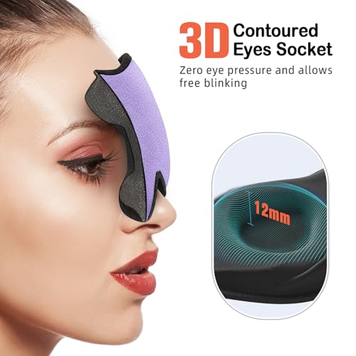 LitBear Sleep Mask for Side Sleeper Women Men, Eye Mask for Sleeping Light Blocking, 3D Contoured Cup Sleeping Mask, Soft Breathable Sleep Eye Mask with Adjustable Strap for Flight, Light Purple - Image 4