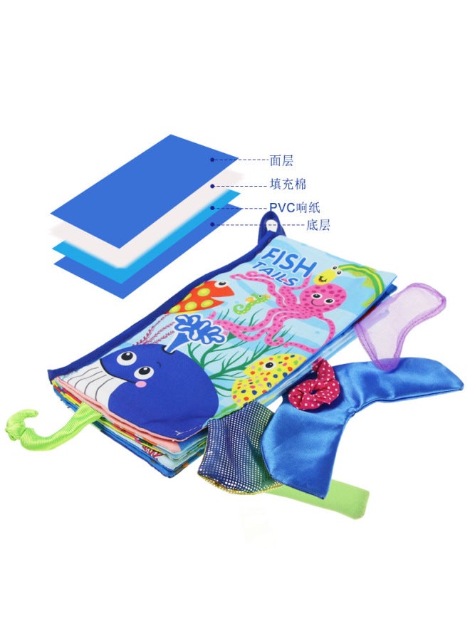 Coolplay Marine Animal Tail Cloth Book Enlightenment Early Education Cloth Book Does Not Fade Tear Three-dimensional Book Baby Cognitive Toys - Image 2