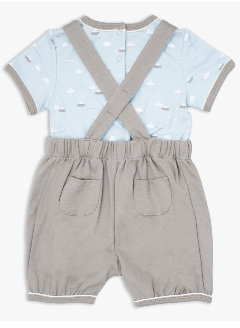 Moon قميص وبنطلون MOON قطني 100% مقاس 12-18 شهرًا، أزرق مخضر - Little Boat - Image 2