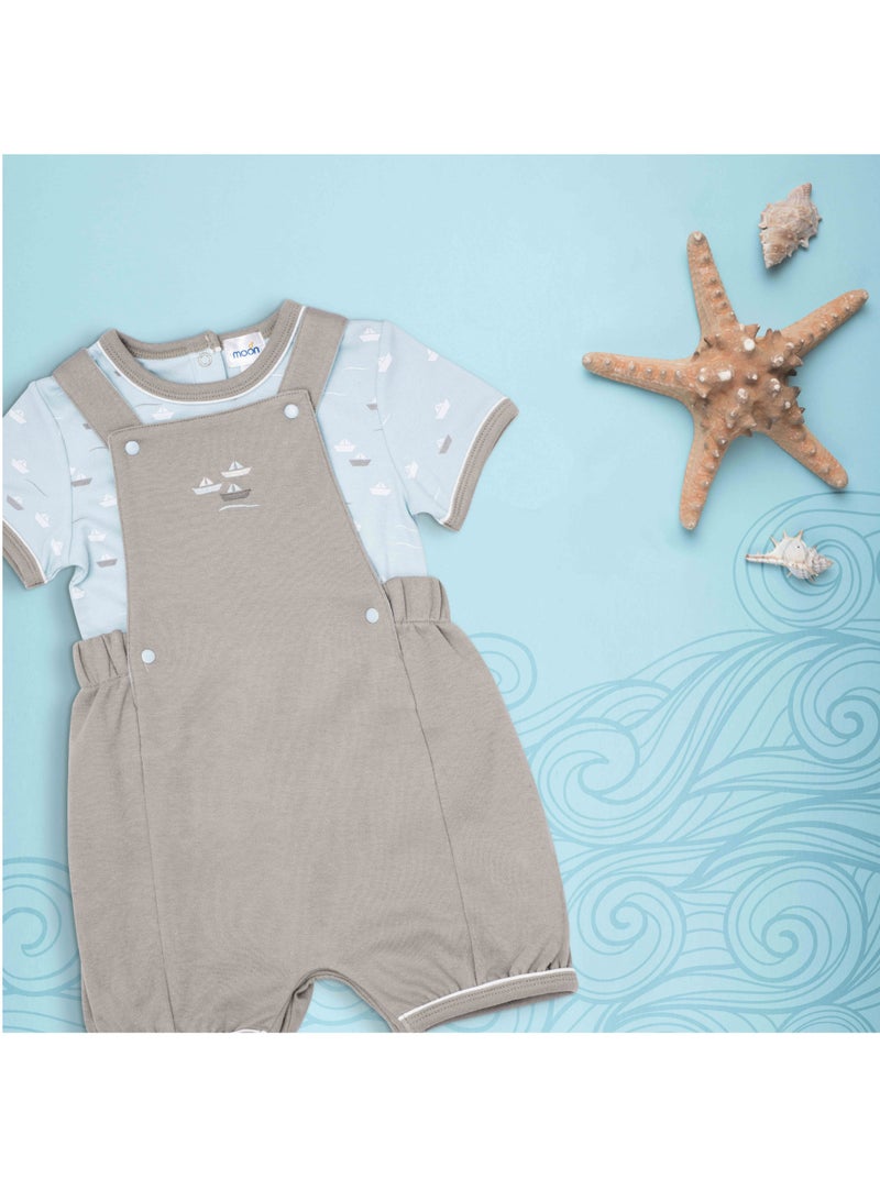 Moon قميص وبنطلون MOON قطني 100% مقاس 12-18 شهرًا، أزرق مخضر - Little Boat - Image 5