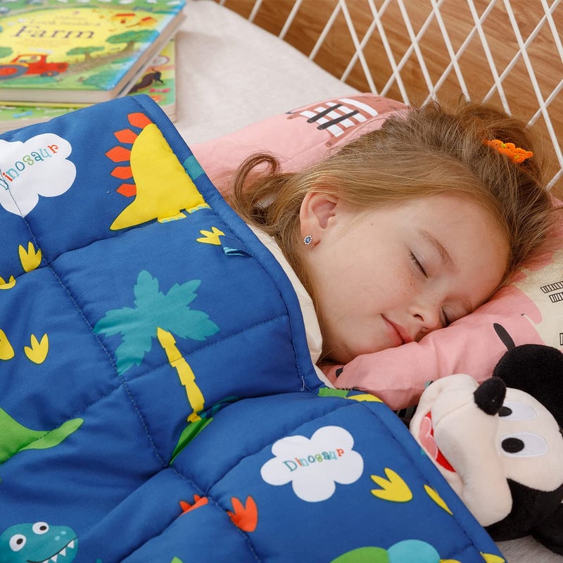 Mr Sandman Weighted Blanket 3 Pounds Washable Best for 2040lb Breathable Cotton Heavy Blanket with Nontoxic Glass Beads  36 x 48 Dinosaur Park
