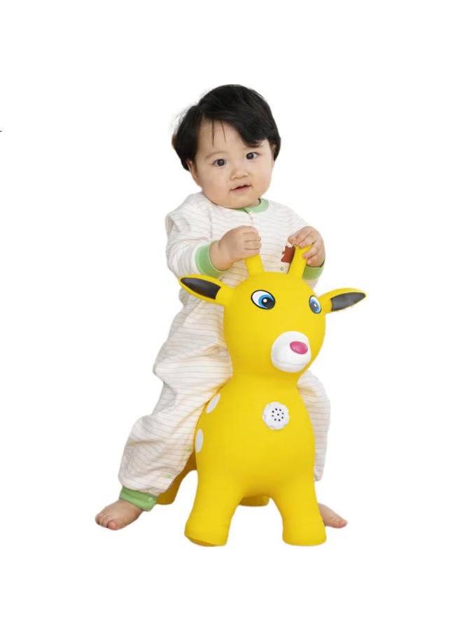 Haha Ball Hahaqiu Children'S Toy Musical Jumping Horse, Inflatable Small Leather Horse, For Ages 3-6, Kindergarten Sensory Integration Training, Mango Yellow - Image 1