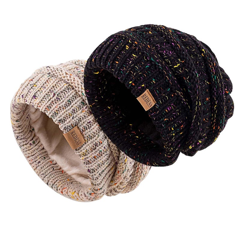 REDESS Slouchy Beanie Hat for Men and Women Winter Warm Chunky Soft Oversized Cable Knit Cap - Image 2