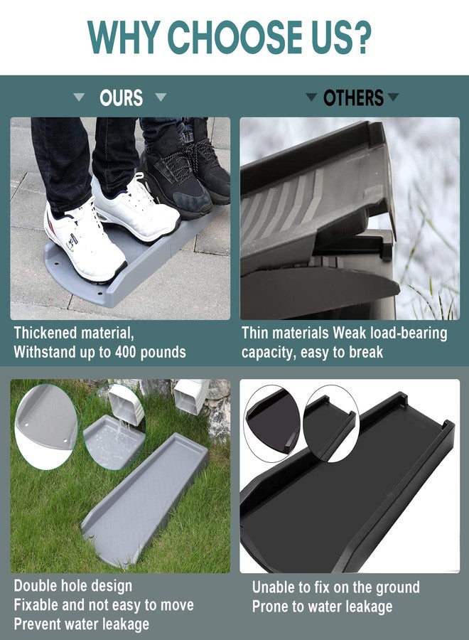 plusgutter Rain Gutter Downspout Splash Block, Gutter Downspout Extensions for Water Drainage, 24" Gutter Splash Guards Downspout Extender, Fixable Down spout Drain Trays with PE Nails(1 Pack, Gray) - Image 2