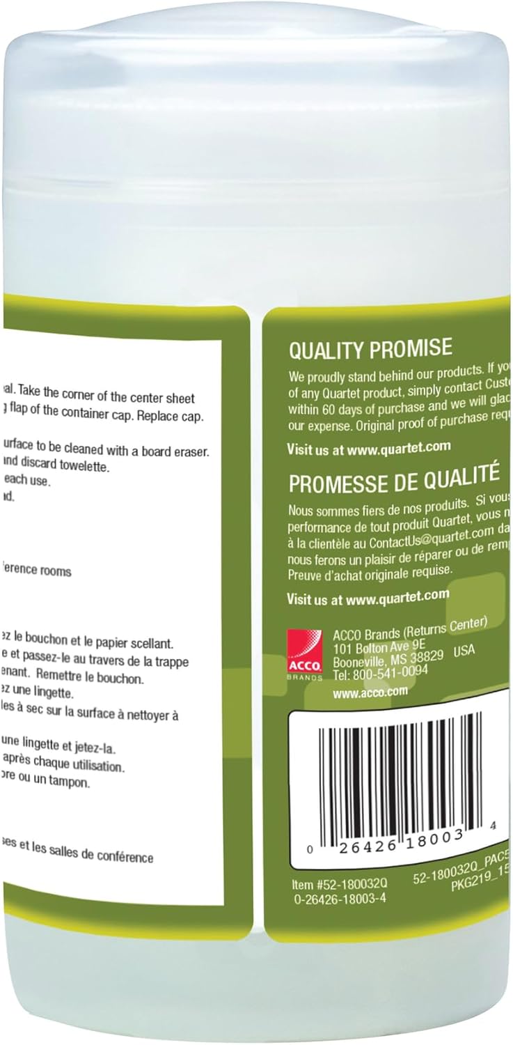 Quartet Dry Erase Cleaning Wipes 70 Sheets NonToxic Disposable Whiteboard Wipes LowOdor 52180032Q70 Wipes - Image 2